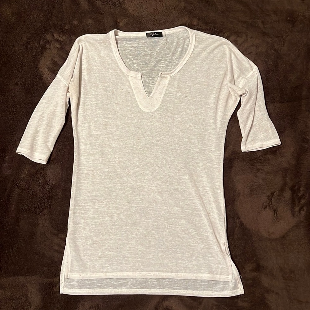 Cream color 3/4 sleeve linen shirt size small